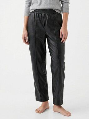 Maison D' Amelie Faux Leather Pants Black Straight Leg Grunge Goth Crop 8